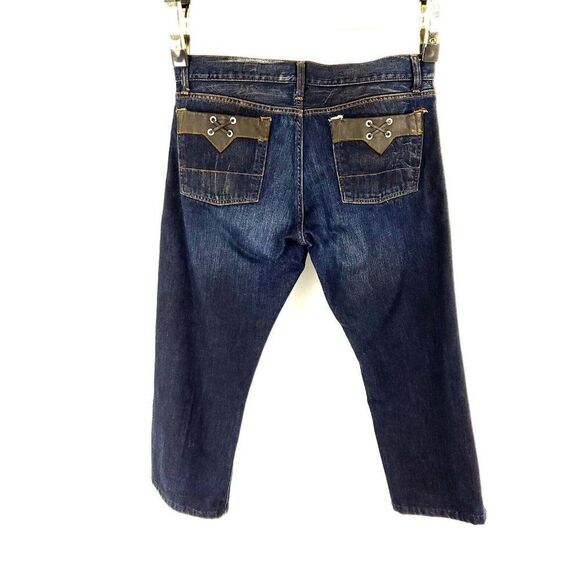 Guess Cotton Denim Jeans 34/26 Dark Blue Natural Crease Low Rise Button Fly Shor - Picture 10 of 11